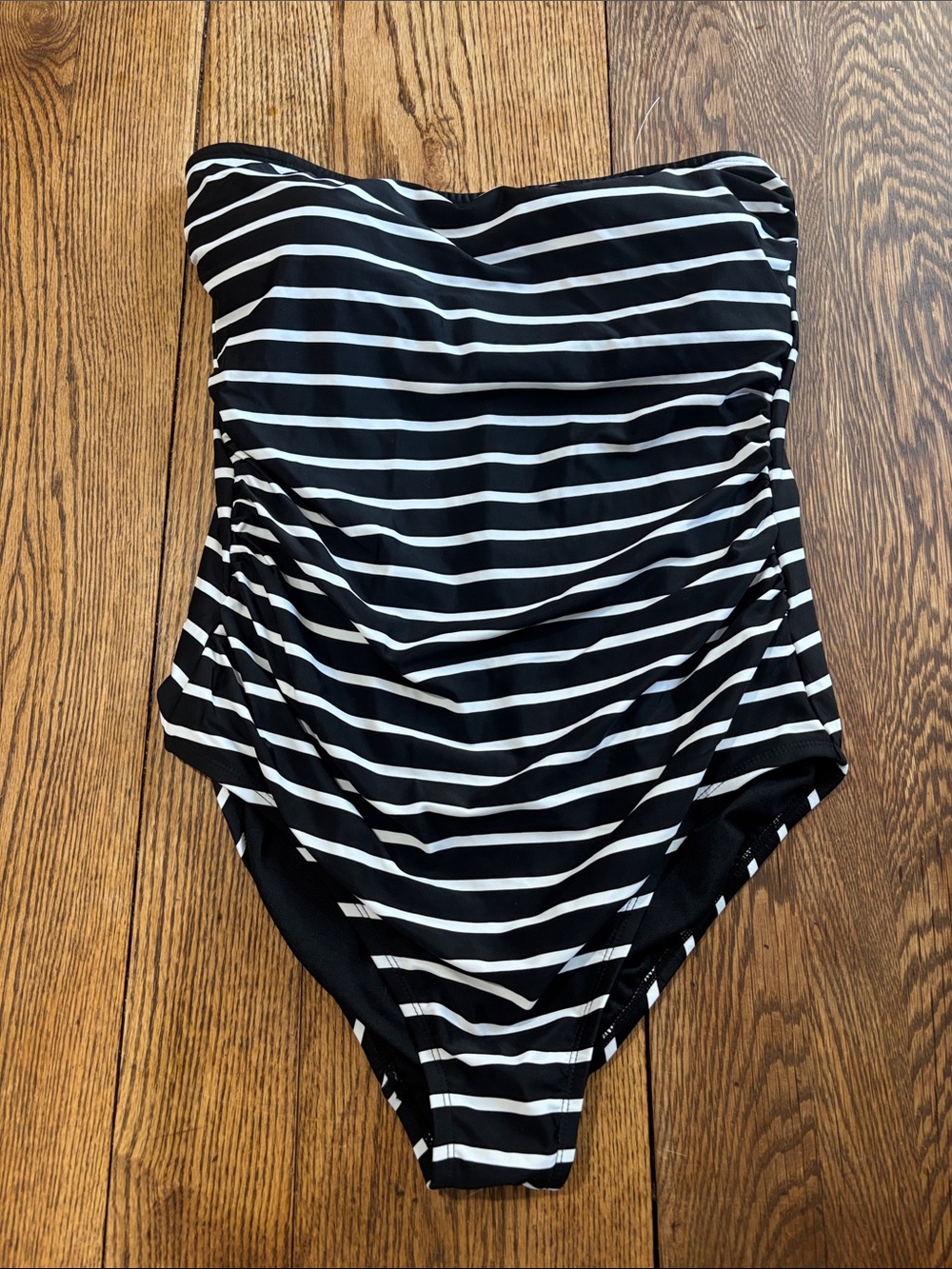 NWT Kona Sol Black and White Striped One-Piece Swimsuit